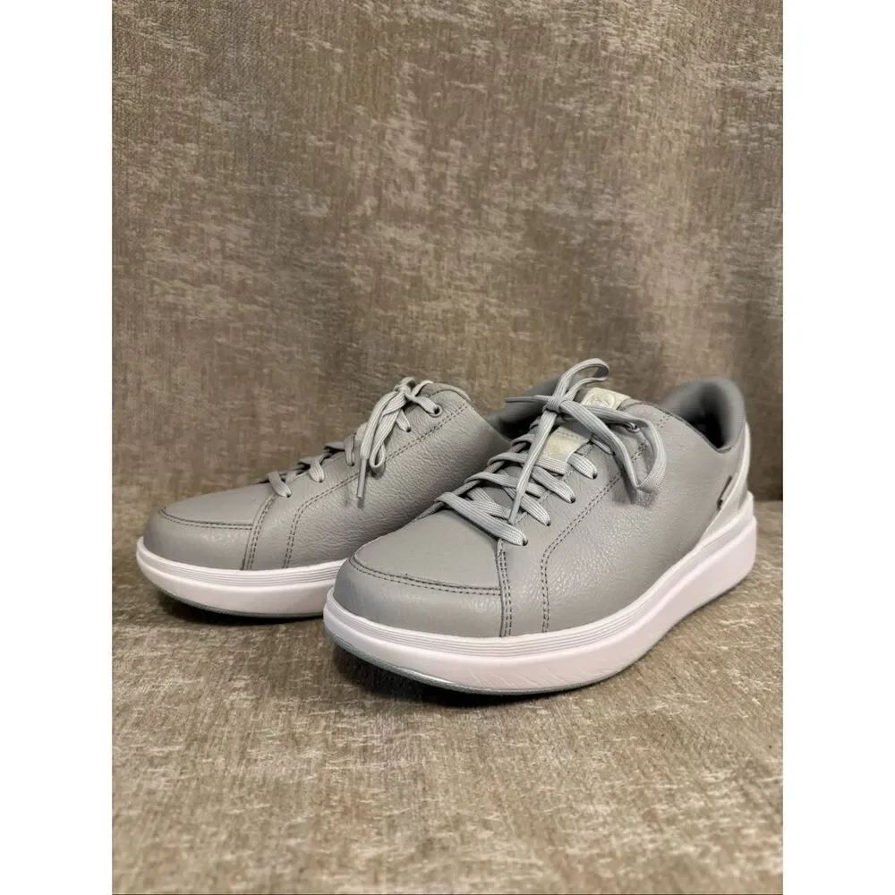 Kizik Women's Sydney Leather Step-In Lace Up Athletic Sneaker Shoes Gray Size 10